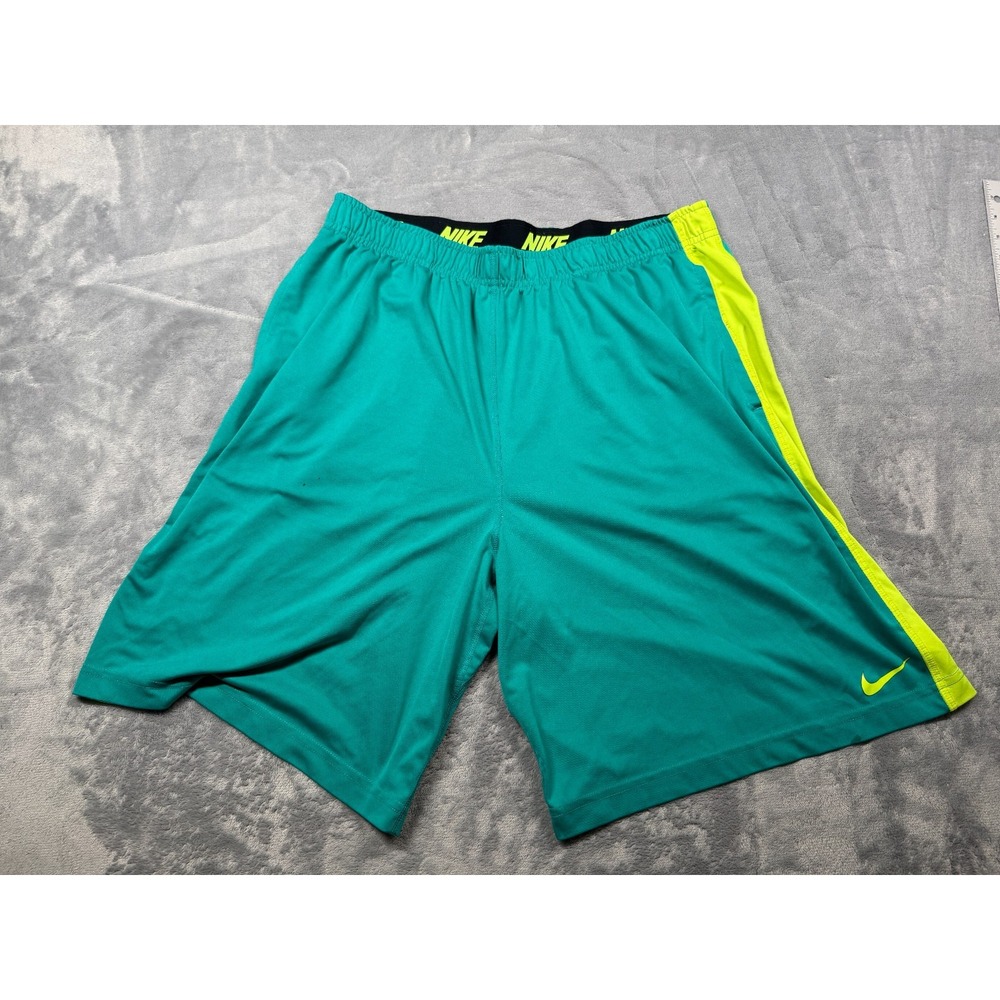 Nike Athletic Shorts Mens 2XL Teal Green Side Stripe Dri-Fit Basketball Training
